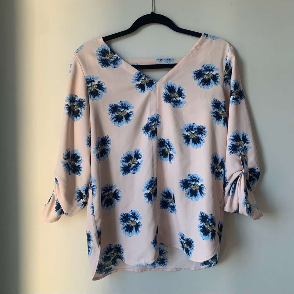 Ann Taylor Loft pink floral blouse size XS